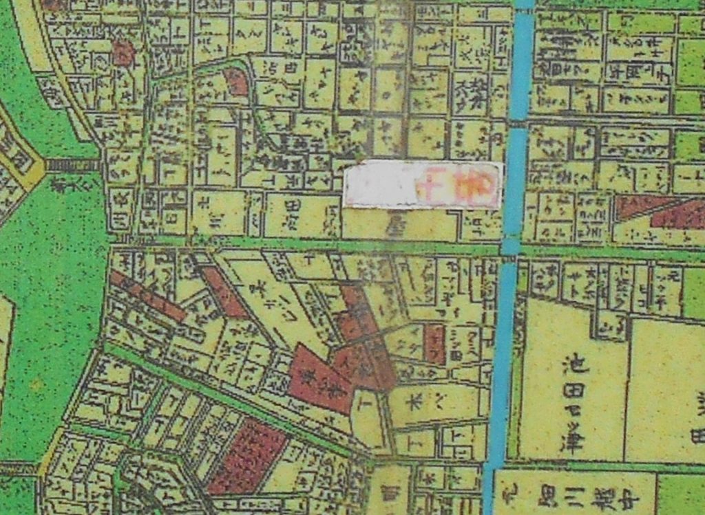 猿江橋案内板に掲載された明治初めの本所・深川の地図【部分】の画像。