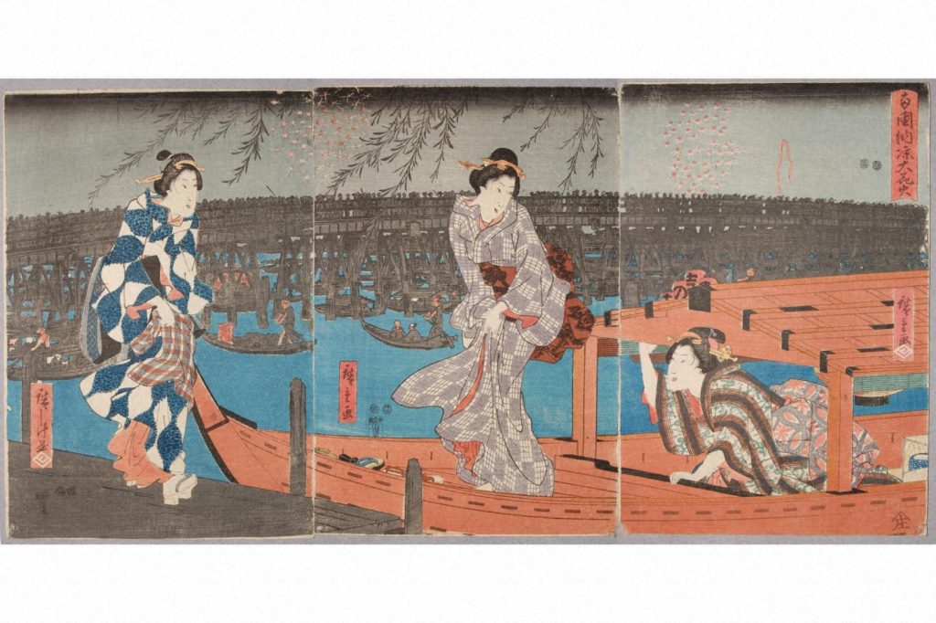 歌川広重「両国納涼大花火」弘化4～嘉永5（1847～1852）の画像。