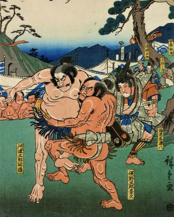 歌川広重「曽我物語圖絵」（1845年頃 大英博物館）【部分】の画像。
