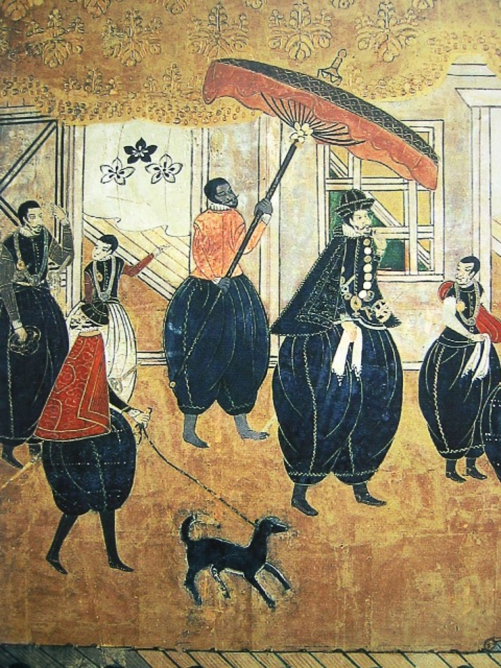 日本に到着した宣教師たち（16世紀ころ、Wikipediaより20210828ダウンロード）の画像。