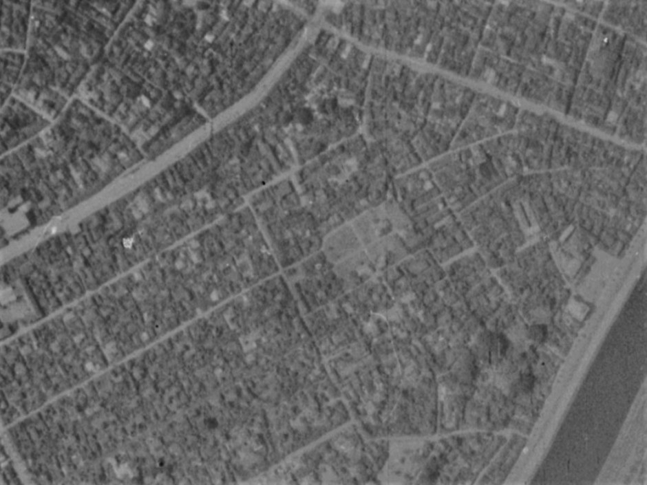 袋町付近、昭和11年撮影空中写真（国土地理院Webサイト、B7-C1-11〔部分〕） の画像。