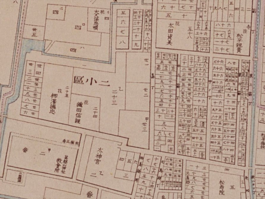 柳川藩鳥越中屋敷跡付近（「明治東京全図」明治9年（1876）国立公文書館デジタルアーカイブ ）の画像。