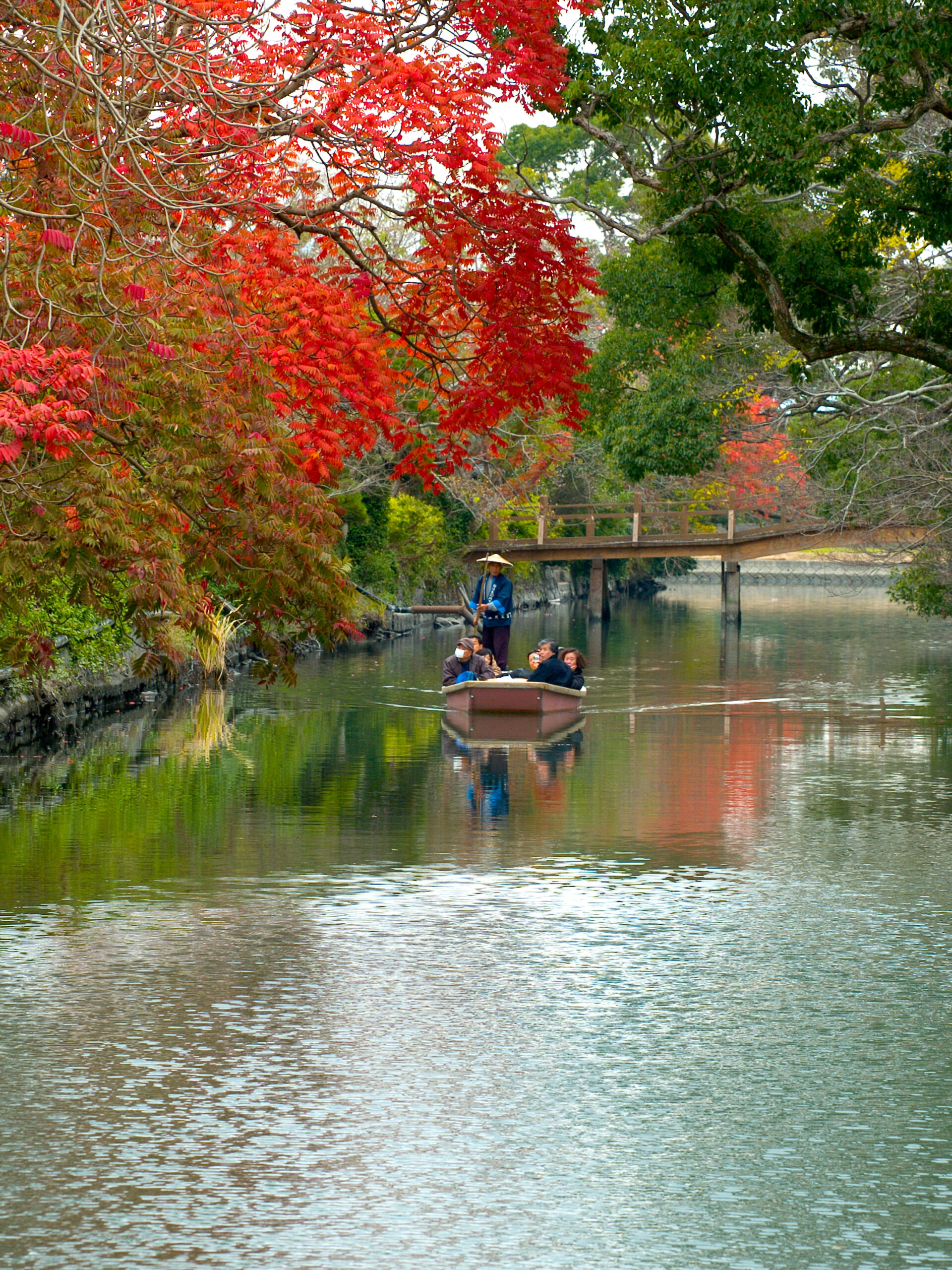 紅葉の川下り（柳川市Webサイトより20211204ダウンロード）の画像。