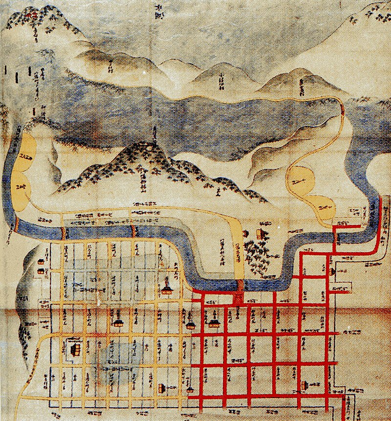 近江八幡惣絵図（Wikipediaより20211207ダウンロード）の画像。