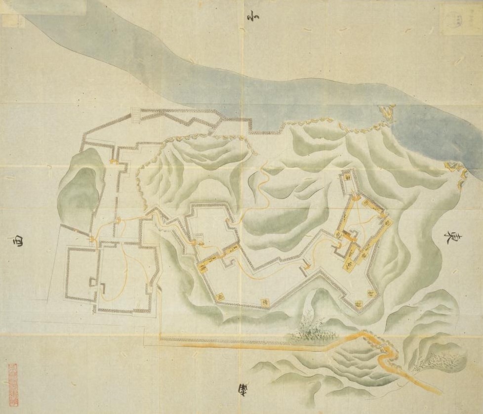 紀州新宮城図（『日本古城絵図』南海道之部、国立国会図書館デジタルコレクション ）の画像。