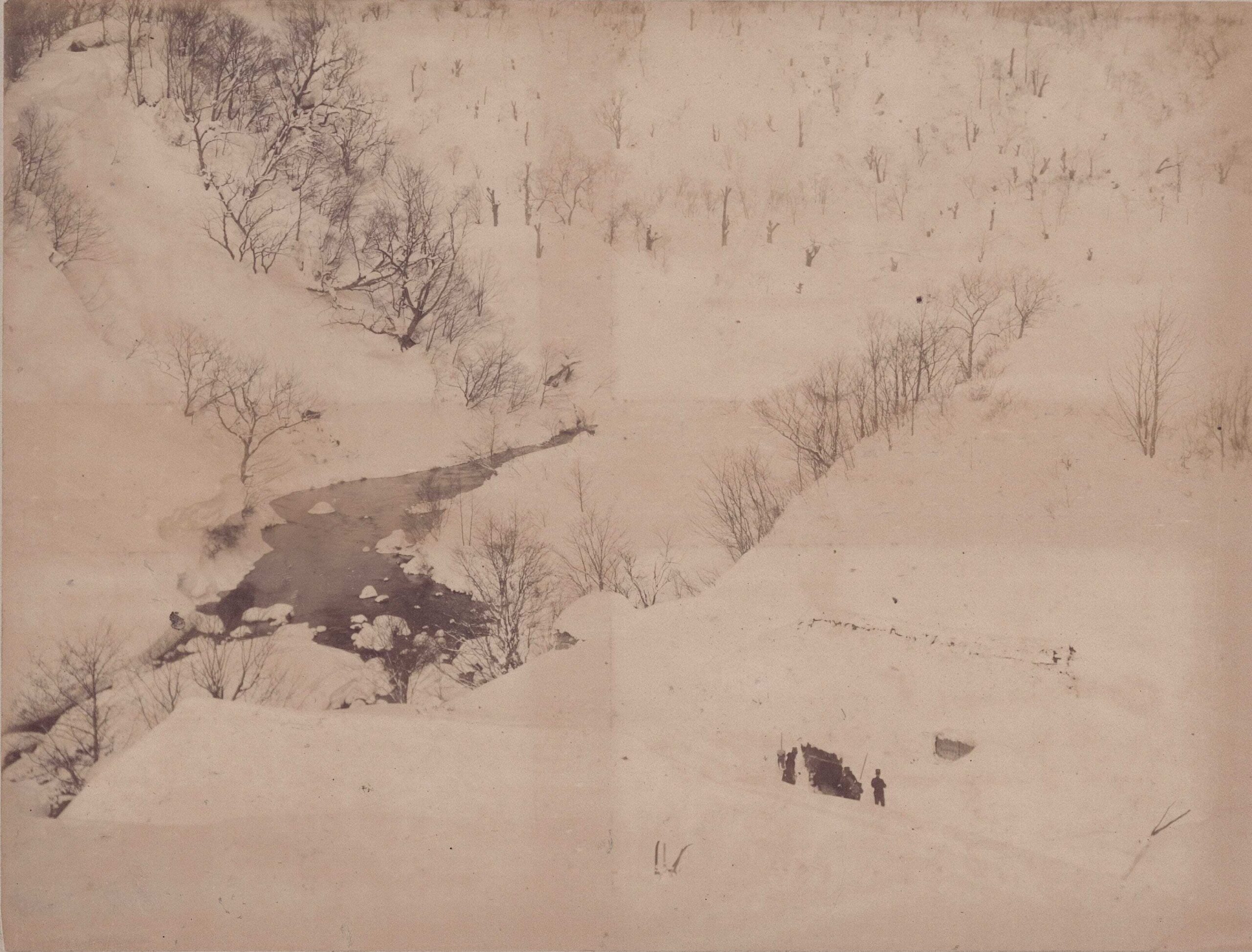 田代温泉新湯ノ全景（（陸地測量部、1902）青森県立図書館デジタルアーカイブ ）の画像。