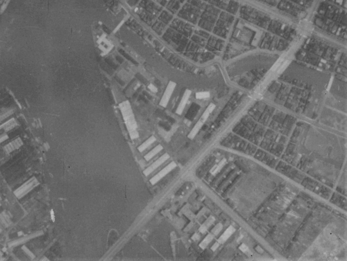 陸軍糧秣本廠付近、昭和１１年撮影空中写真（国土地理院Webサイトより、B４-C６-96〔部分〕）の画像。