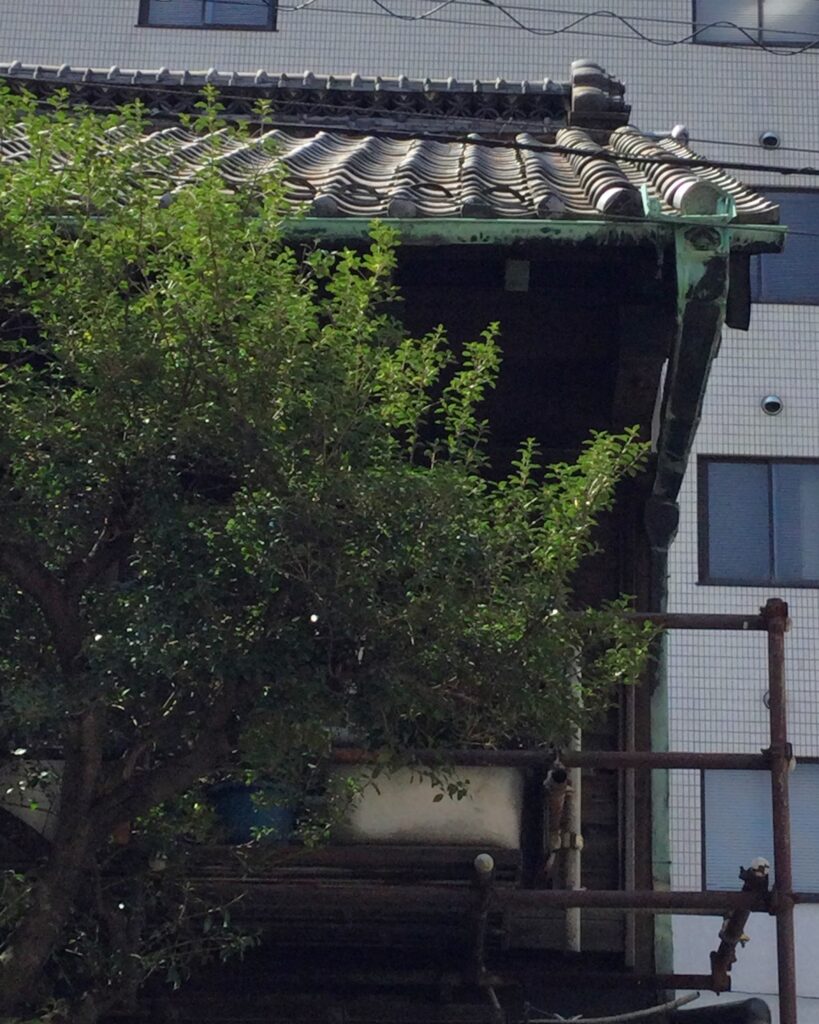 alt=”小島2丁目改修を重ねた昭和初期の建物屋根の外観”>
